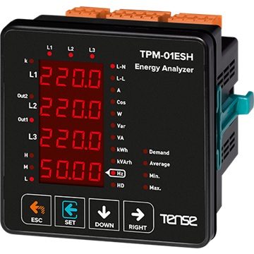 Analyseurs de réseau (mesure harmonique 2-31, communication RS-485, 2 sorties relais, 1 sortie numérique)